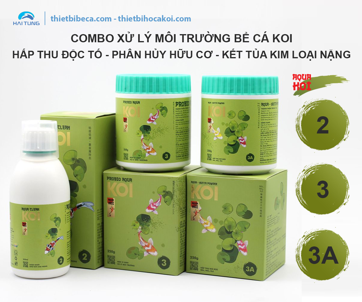 COMBO Xử Lý Môi Trường Bể Cá Koi 2-3-3A AquaKoi