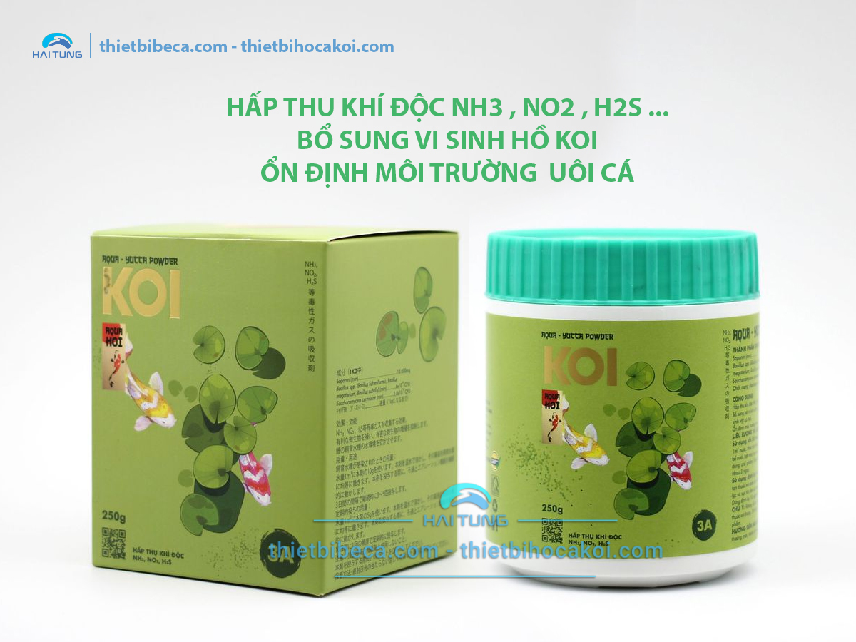 Số 3A Khử độc tố, hấp thu khí độc NH3 , NO2 hồ Koi AQUA - YUCCA POWDER (AquaKoi)