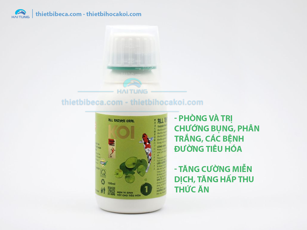 Số 1 Men Tiêu Hóa Cá Koi ALL ENZYME ORAL, trị chướng bụng, phân trắng (AquaKoi)