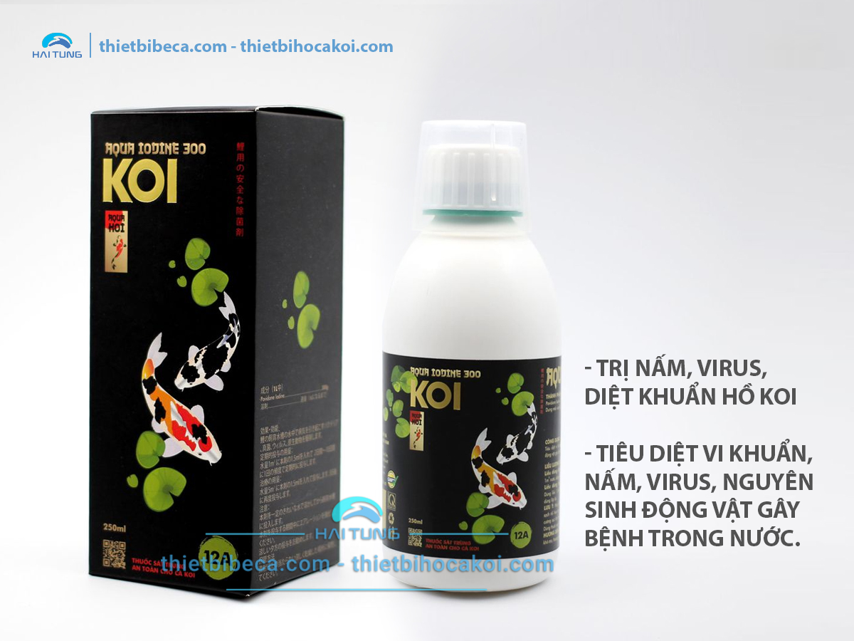 12A Trị nấm, diệt khuẩn gây bệnh hồ koi AQUA IODINE 300 (AquaKoi)