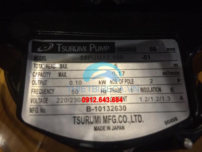 Bơm hồ Koi Tsurumi 10.2m3/h 100w