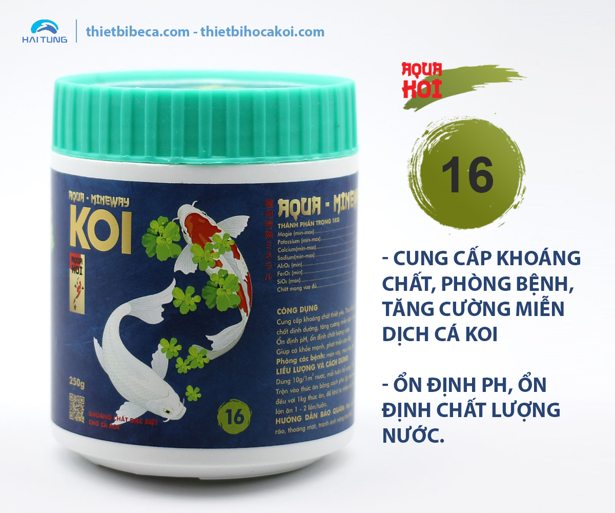 Số 16 Cung cấp khoáng chất, ổn định PH, phòng bệnh cá Koi AQUA - MINERWAY (AquaKoi)