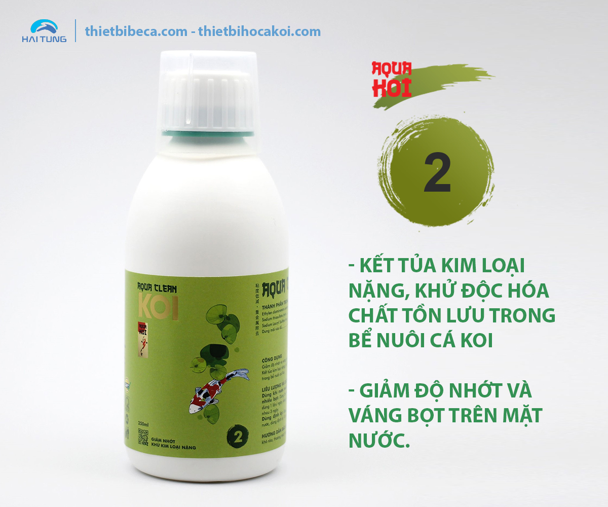 Số 2 Giảm nhớt và váng bọt mặt nước, Kết tủa kim loại nặng AQUA - CLEAN (AquaKoi)