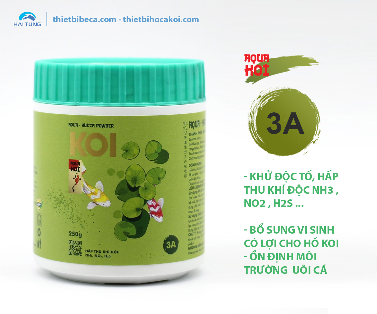 Số 3A Khử độc tố, hấp thu khí độc NH3 , NO2 hồ Koi AQUA - YUCCA POWDER (AquaKoi)