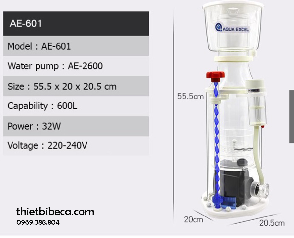 Máy tách bọt Aqua Excel AE 601 Protein Skimmer