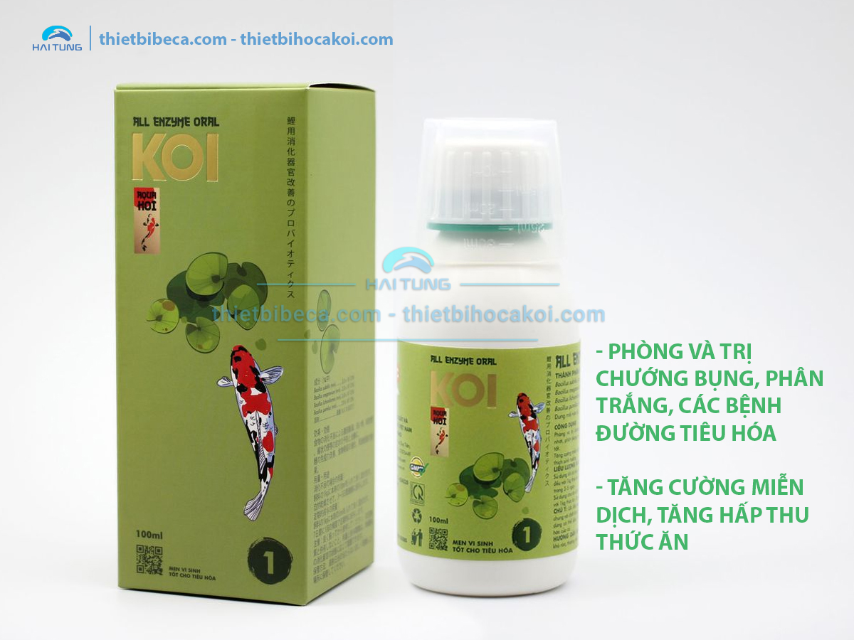 Số 1 Men Tiêu Hóa Cá Koi ALL ENZYME ORAL, trị chướng bụng, phân trắng (AquaKoi)