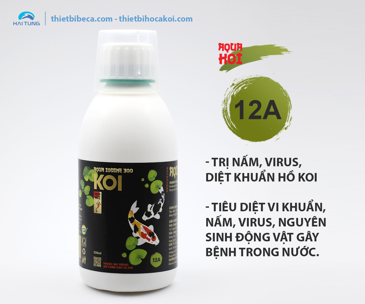 12A Trị nấm, diệt khuẩn gây bệnh hồ koi AQUA IODINE 300 (AquaKoi)