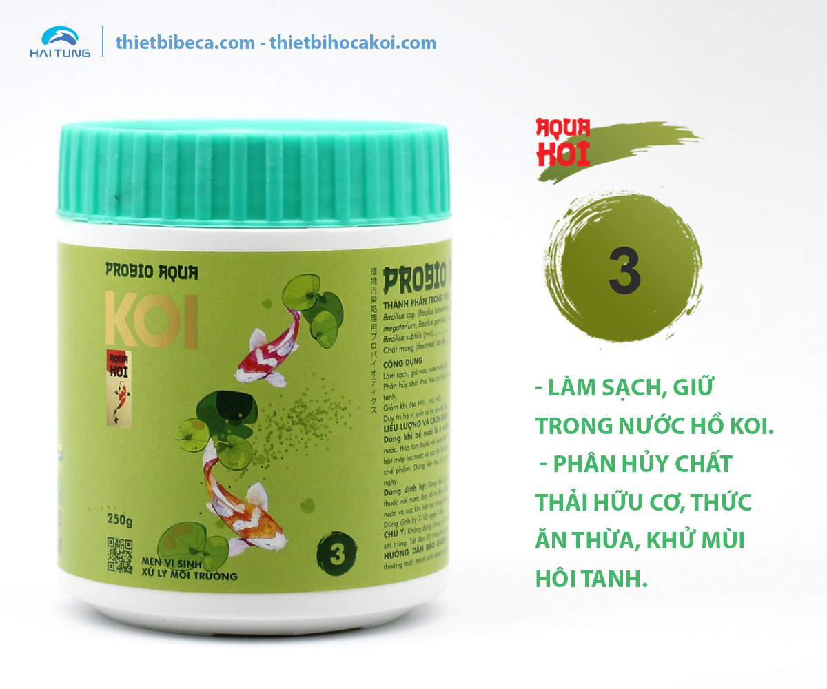 Số 3 Vi Sinh Hồ Koi PROBIO AQUA, phân hủy chất thải làm trong nước (AquaKoi)
