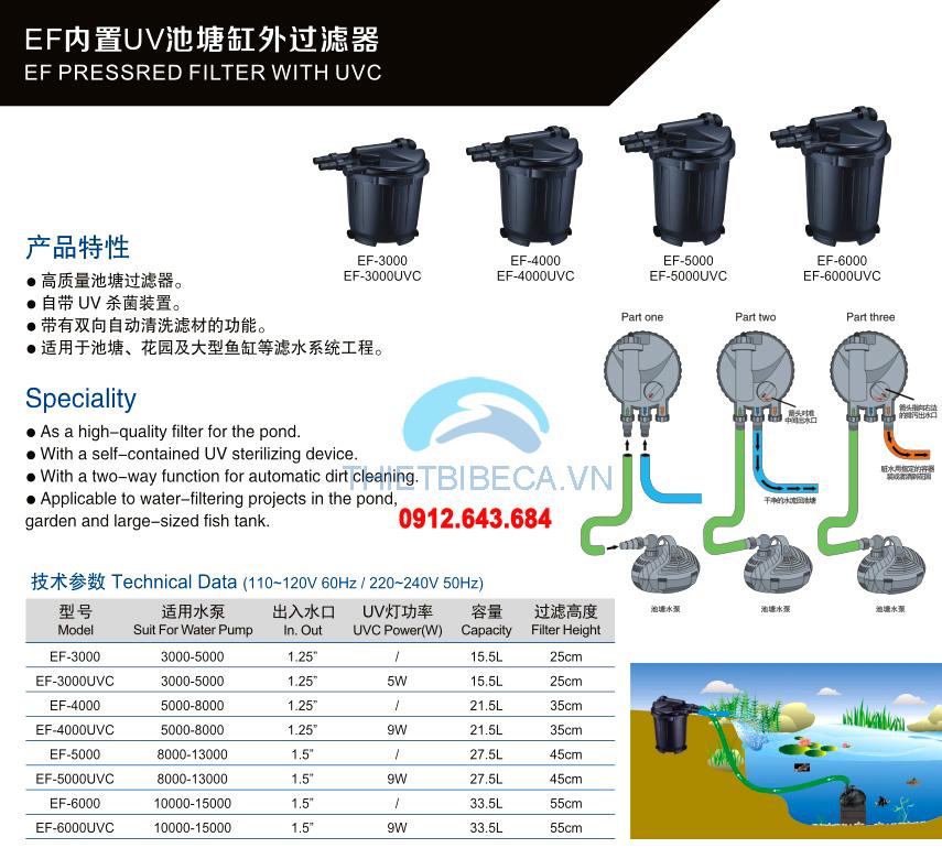 Thùng lọc đèn UV Atman EF 3000UV