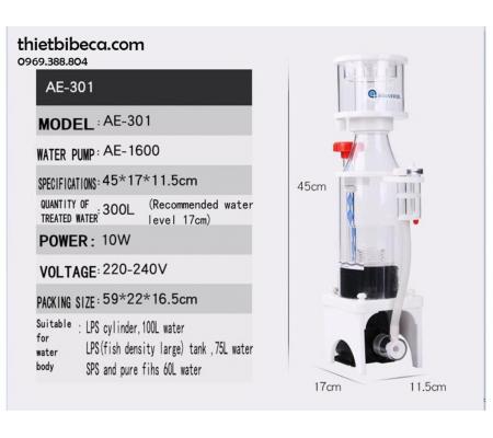 Máy tách bọt Aqua Excel AE 301 Protein Skimmer